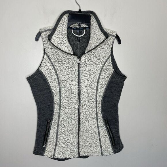 KUHL Kozet Vest Womens Small Ivory Gray Full Zip Wool Blend Sherpa Outdoor - Picture 2 of 15